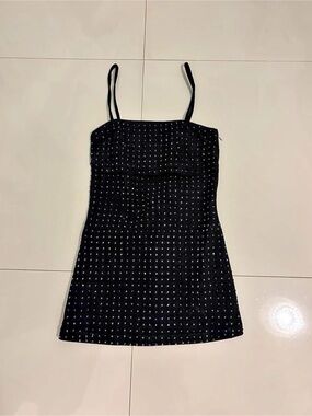 Mango Rhinestone Mini Denim Dress